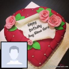 Romantic Photo Birthday Cake For Lover With Name