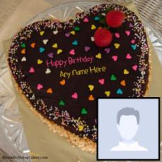 Write Name On Birthday Cake With Candles And Photo Of Girlfriend